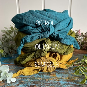 Neck scarf in many colors, shades of blue, shades of green, for young and old, cotton crepe, similar to muslin, 100% organic cotton, headscarf, headband image 6