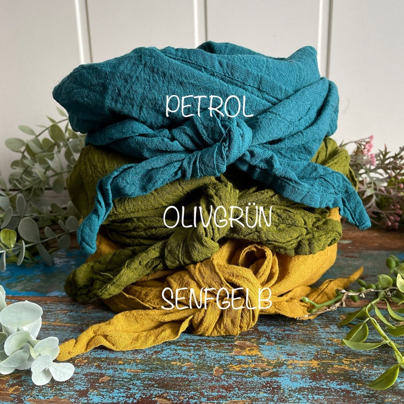 Neck scarf in many colors, shades of blue, shades of green, for young and old, cotton crepe, similar to muslin, 100% organic cotton, headscarf, headband image 6