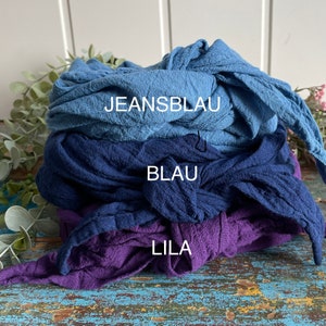 Neck scarf in many colors, shades of blue, shades of green, for young and old, cotton crepe, similar to muslin, 100% organic cotton, headscarf, headband image 3