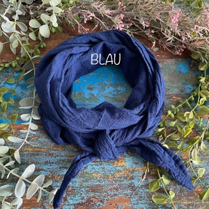 Halstuch in vielen Farben, Blautöne, Grüntöne, für Groß und Klein , Baumwollcrepp, ähnlich Musselin, 100% Biobaumwolle, Kopftuch, Stirnband Bild 5