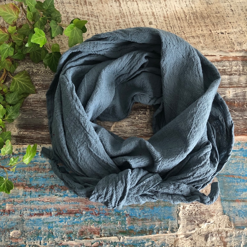 Neck scarf in many colors, shades of blue, shades of green, for young and old, cotton crepe, similar to muslin, 100% organic cotton, headscarf, headband image 2