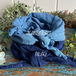Neck scarf in many colors, shades of blue, shades of green, for young and old, cotton crepe, similar to muslin, 100% organic cotton, headscarf, headband image 4