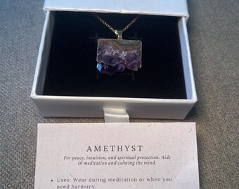 Amethyst Necklace, Raw Amethyst Pendant, Healing Crystal Necklace,Calming Gemstone Jewellery, Spiritual Protection, February Birthstone Gift