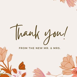 tarjeta de agradecimiento de newleyweds
