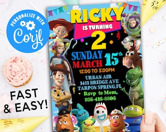 Kids Toy Story Instant Download, Toy Story Invitation, Toy Story Digital Invite, Print Yourself . Party Invite, Instant Download, Corjl App.