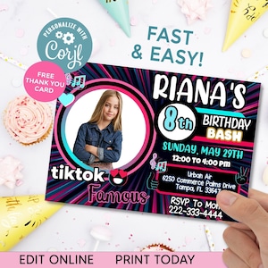 Musical Birthday Girl  Invitation, Musical Birthday Party  Invitation ,Musical Party Theme Invite,  Musical Digital Invite, Party Printable