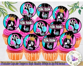 Printable Music Party Cupcakes  Toppers, Musical Party Cupcakes Topper, Musical Cupcake Toppers Party Supplies, Music Party Theme Topper