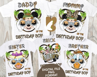 PNG  Pack- Bundle Kids Safari Birthday Boy- Birthday Girl ,Png Digital File, Customizable, Family Tshirt  Png Designs ,Safari Birthday Party