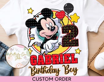 PNG  Mickey Mouse T-shirt Birthday Boy, Png  Digital File Mickey Birthday,,Png Customize Name and Age Birthday Boy,Digital File, Sublimation