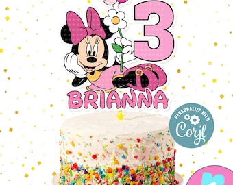 Printable. Editable  Minnie Mouse Cake Topper, Minnie Cake Topper, Minnie Mouse Birthday Party, DIY Cake Topper JPG,  PDF File, Cake Toppers