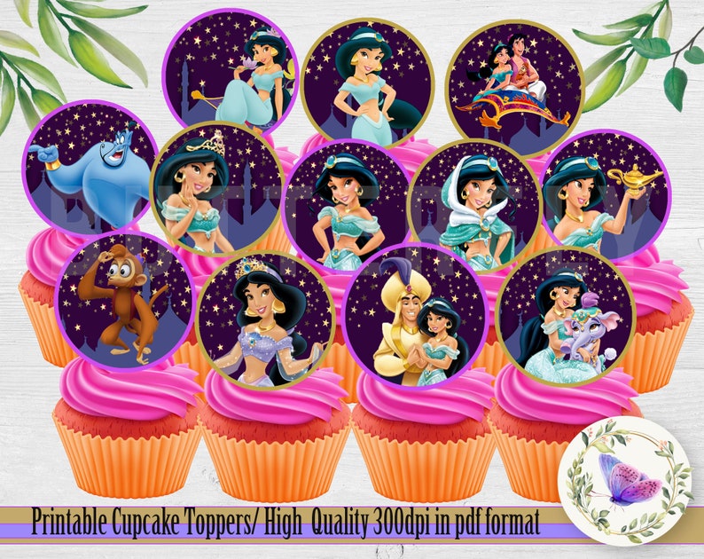 Printable Jasmine Cupcakeake Topper Jasmine Cupcake Topper Etsy