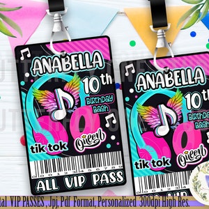 Vip Pass Musik Geburtstag Mädchen Party, druckbare Musical Vip All Access Pass , personalisierte Vip Pass Party, Musical Pass, Digitale Datei