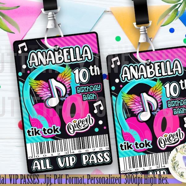 Vip Pass Musical Birthday Girl Party,  Printable Musical Vip All  Access Pass , Personalized Vip Pass Party, Musical  Pass, Digital File