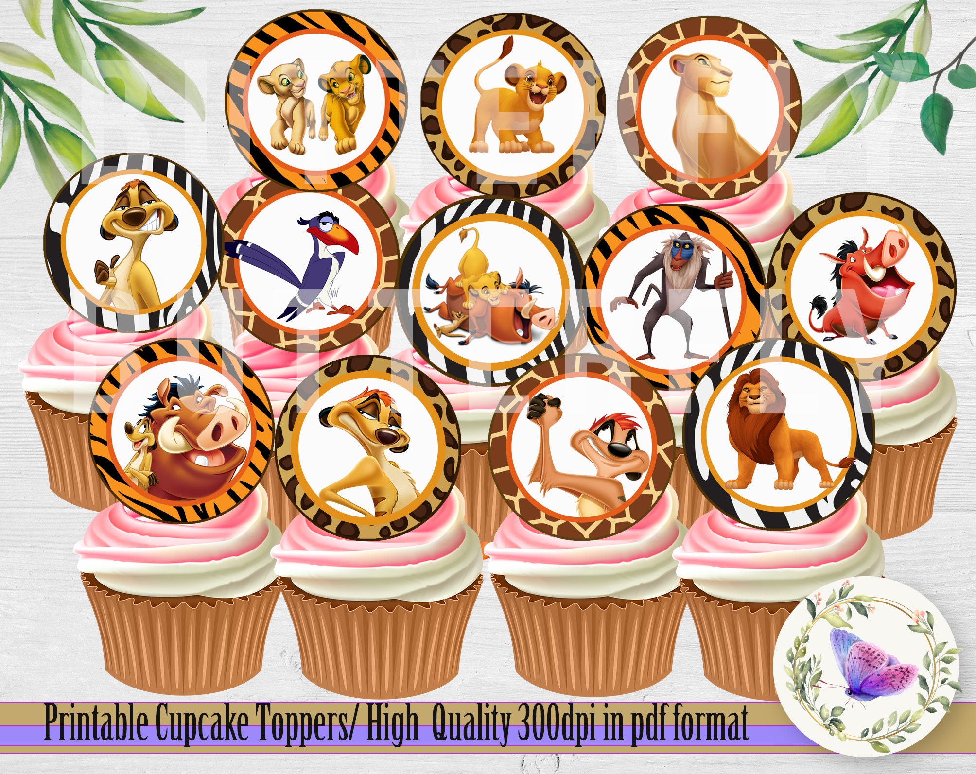 Printable Lion King Cupcake Toppers Animal Cupcake Topper Etsy