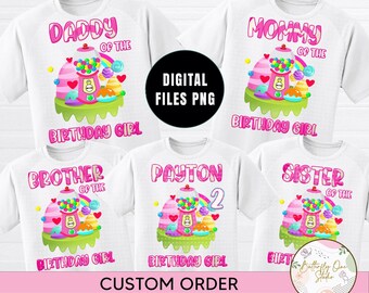 PNG, camiseta de cumpleaños de Candyland, archivo digital PNG, transferencia de hierro, cumpleaños de Candyland para mamá y papá, personalizado, archivos digitales