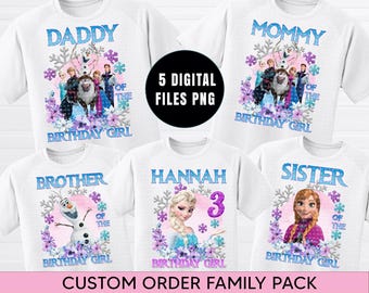 PNG  Frozen Family Bundle, 5 files  Sublimation, Frozen Birthday Girl Family Bundle,Digital File,Mommy, Daddy, Brother,Sister, Birthday Girl