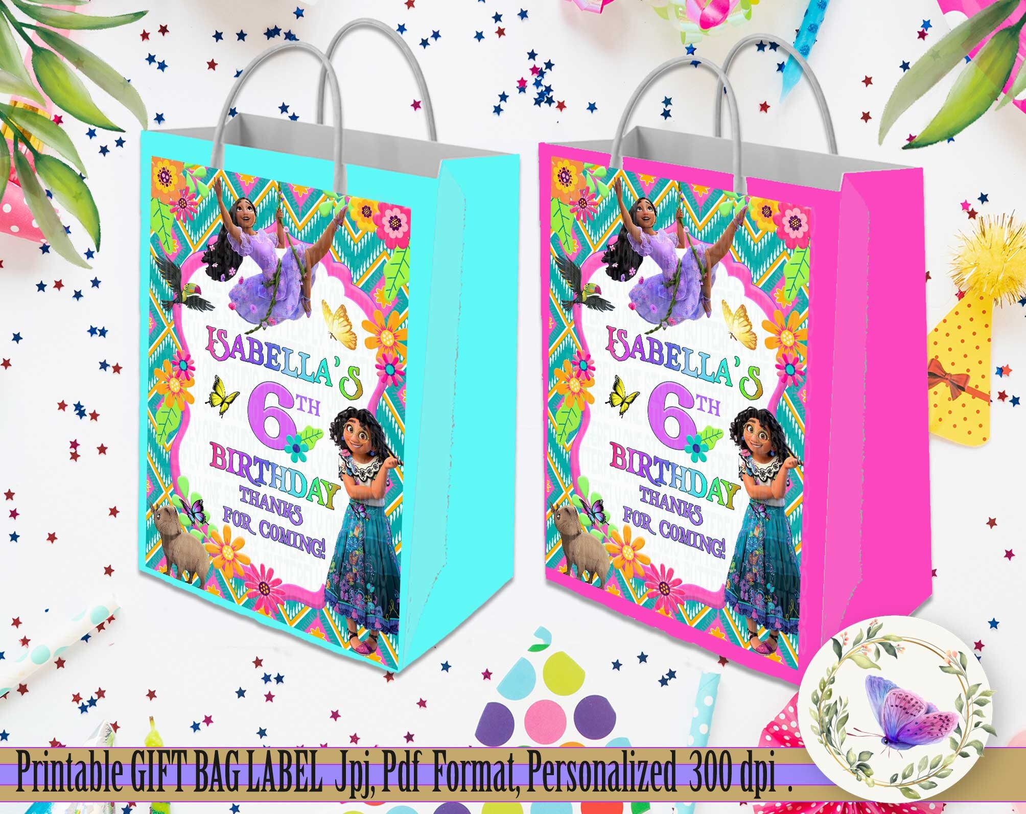 Encanto Gift Bag Label , Encanto Birthday Party, Jpg , Mirabel Encanto Printable Gift Bag Label , Encanto Birthday Party Favor Bag Label