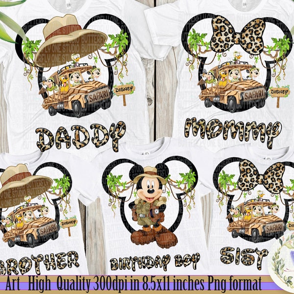 PNG  Pack- Bundle  Safari  Birthday Boy-Girl , Png Digital File, Customizable, Family Tshirt Png Designs ,Safari Birthday Party, Sublimation