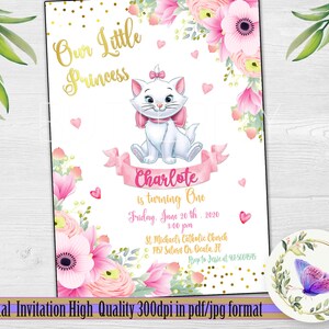 Printable Marie & Aristocats Invitation, Marie Aristocats Invite, Marie Aristocats Birthday Invitation, Party Supplies,  Party Printables