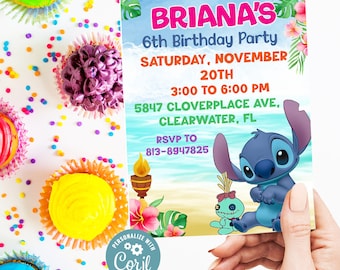 Editable Stitch Party Invitation,  Stitch Birthday Party  Invitation Instant Download , Editable  Party Invitation Digital Invitation Decor