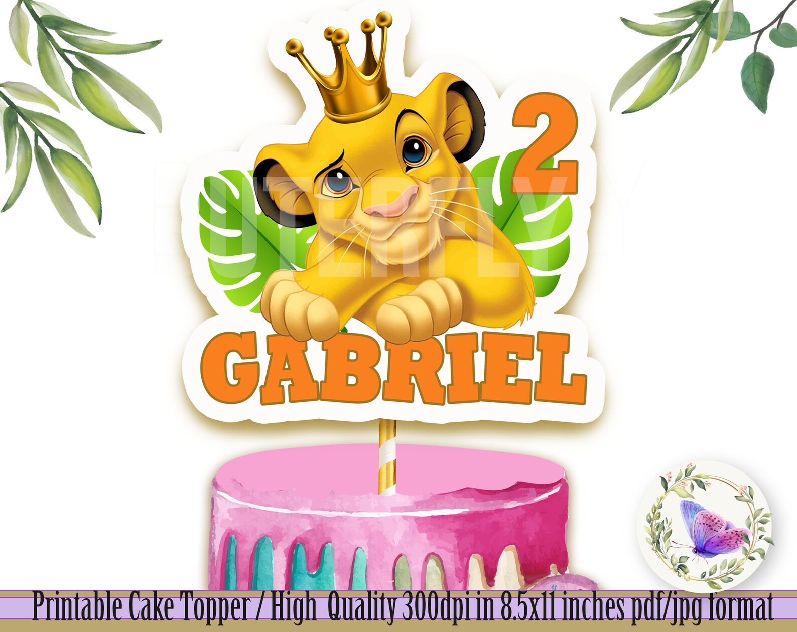 Printable Lion King Cake Topper Animal Cake Topper for Kids | Etsy