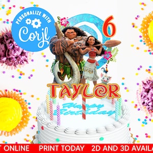 Druckbare Cake Topper Moana Geburtstagsparty, druckbare Cake Topper, Moana Birthday Cake Topper personalisiert, Party Printables, Partyzubehör