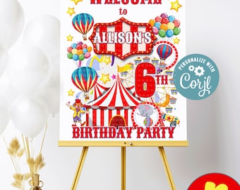 Editable Welcome Sign Circus ,  Carnival Welcome Sign Party Decor, Circus 3 sizes  Welcome Sign, Instant Dowload, Digital File Welcome Sign