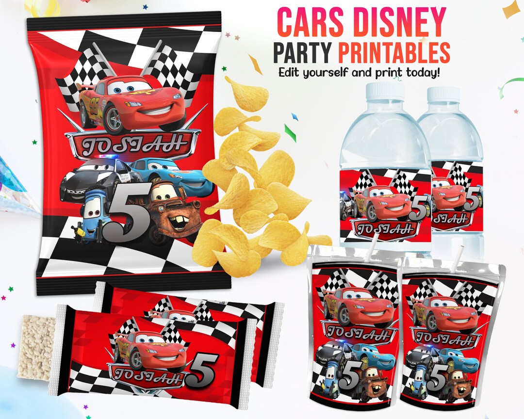 Cars Rice Printable EDITABLE Cars Party Template, Cars Party Birthday Theme Kit, Instant ...