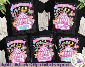 Png Circus Bundel Verjaardag Meisje, Meisje Circus Verjaardagsfeest, PNG Tshirt ontwerp, Digitaal bestand, Carnaval Verjaardag, DTG print, Sublimatie,