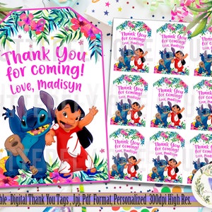 Printable Lilo and Stitch Thank you Tags, Lilo and Stitch Birthday Party Favor Tags,Thank You Tags, Lilo and Stitch Thank You Tags Printable