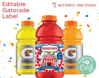 EDITABLE Carnival Circus Gatorade Labels, Birthday Party Gatorade Template, Carnival Gatorade Labels, Instant Download Editable Template