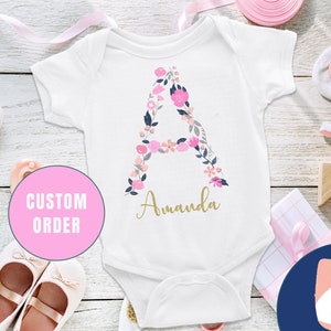 Png, Descarga digital de nombre de letra floral, Diseño de mono de bebé Png, Pedido personalizado, Personalizado, Nombre floral Niñas. Archivo Digital,Sublimación