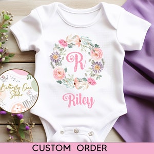 Png, Nome lettera floreale Download digitale, Png Design body neonato, Ordine personalizzato, Personalizzato, Nome floreale ragazze. File digitale, Sublimazione
