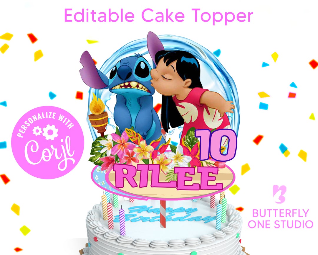 EDITABLE Lilo &amp; Stitch Cake Topper, Lilo and Stitch Birthday Party ...