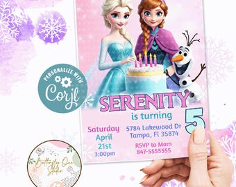 Editable Frozen  Invitation,  Elsa Frozen Birthday Invitation ,Anna Frozen Birthday Party,  Instant Download invitation Frozen Editable File