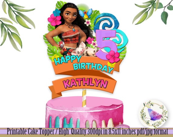 Printable Cake Topper Moana Birthday Party Printable Cake Etsy Printable Cake Topper Moana Birthday Party Printable Cake Etsy