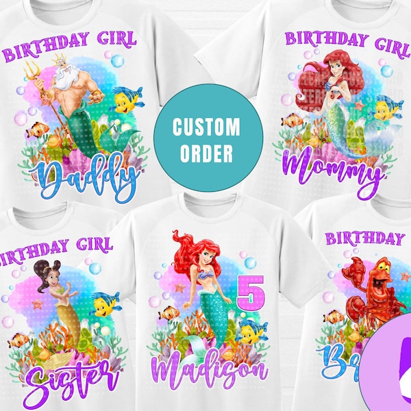 Png, Mermaid Family T-shirt  Birthday Girl , Png, Digital File Little Mermaid Birthday Family design, Mermaid Birthday Girl ,Digital PNG