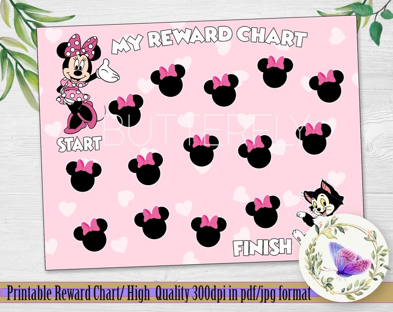 Printable Minnie Mouse Shark Reward Chart Potty Training | Etsy
