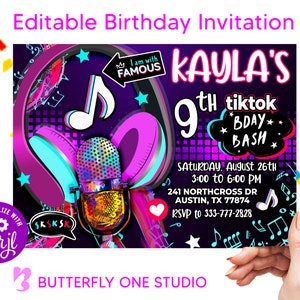 Musical Birthday Girl Invitation, Musical Birthday Party Invitation, Musical Party Theme Invite, Musical Digital Invite, Party Printable