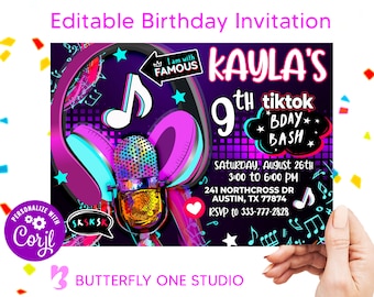 Musical Birthday Girl Invitation, Musical Birthday Party Invitation, Musical Party Theme Invite, Musical Digital Invite, Party Printable