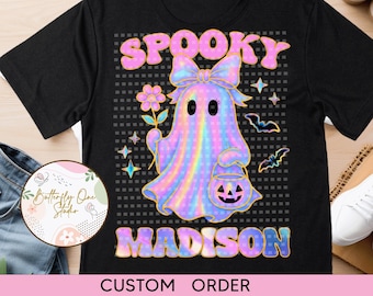 PNG Halloween Spooky Cute Ghost Irisdecent, Png  Cute Ghost Halloween ,Irisdecent Spooky Ghost Girl Tshirt Design, Digital File, Sublimation
