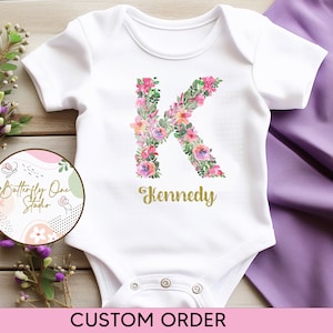 Png Floral Nome Da Letra Download Digital, Png Baby Bodysuit Design, Pedido Personalizado, Personalizado, PNG Floral Name Girl, Sublimação, Arquivos Png