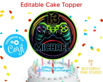 Editable Gamer Controller Cake Topper, Controller Birthday Party, Gamer Cake Topper, Printable Cake Topper, Instant Download Template