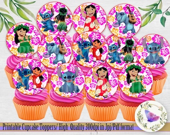 Lilo und Stitch Party Cupcake Topper, Stitch Party Cupcake Topper, Lilo und Stitch Cupcake Topper, Printables Partyzubehör