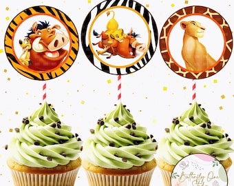 Printable Lion King Cupcake Toppers, Animal Cupcake Topper , Safari Party, Lion King Party, Cupcake Toppers,  Instant Download