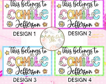 School Labels Personalized Digital File, Cute School Girl Label Custom Order, Digital jpg and pdf files School Labels, Custom order Labels