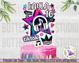 tik tok cake topper printable etsy