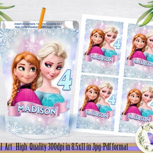 Printable Frozen Capri Sun labels, Frozen Party Elsa and Anna Juice labels, Frozen Birthday Girl Party, Frozen Capri Sun Label , Party Decor