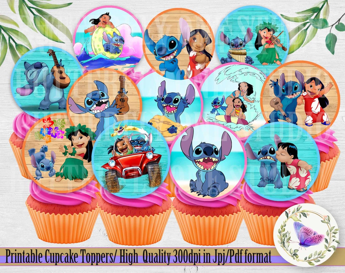 Printable Lilo and Stitch Party Cupcakes Toppers Stitch Party Etsy