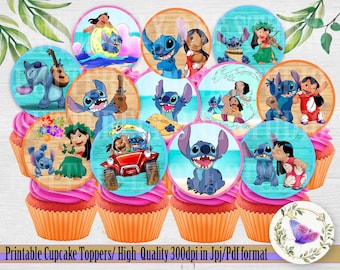 Lilo und Stitch Party Cupcake Topper, Stitch Party Cupcake Topper, Lilo und Stitch Cupcake Topper, Printables Partyzubehör
